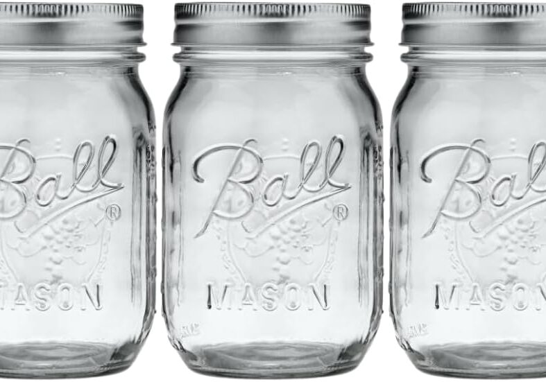 Ball Glass Mason Jar, Regular Mouth, Pint Size, 16 OZ (Pack of 3)