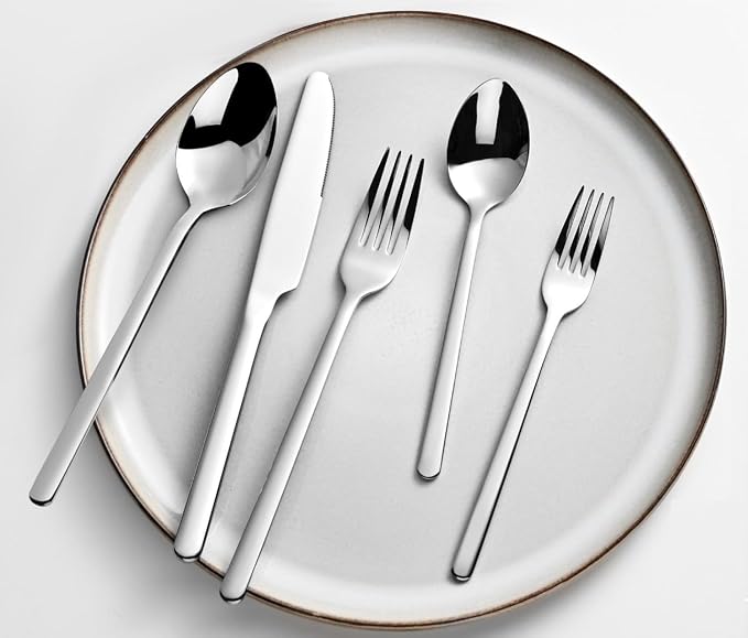 KINGSTONE Silverware Set, 20 Piece Flatware Cutlery Set for 4, 18/10 Stainless Steel Silverware Mirror Polished Dishwasher Safe for Home, Restaurant, Wedding, Party(Silver, 20 pieces for 4) - Image 3