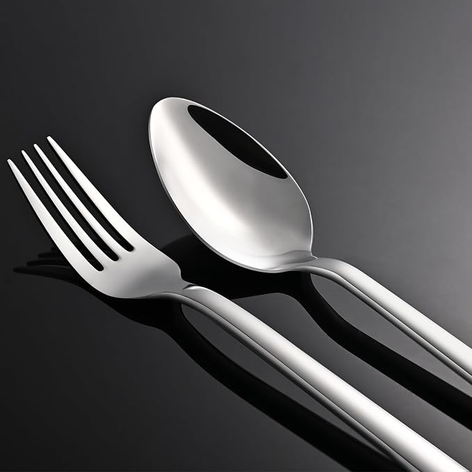 KINGSTONE Silverware Set, 20 Piece Flatware Cutlery Set for 4, 18/10 Stainless Steel Silverware Mirror Polished Dishwasher Safe for Home, Restaurant, Wedding, Party(Silver, 20 pieces for 4) - Image 2
